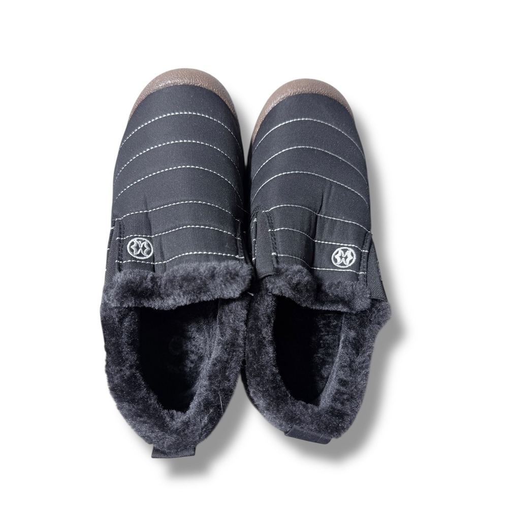 NEW Womens Black Puffer Lined Slip On Shoes Fur Lined Warm Winter Size 9 fluffy - Picture 6 of 11